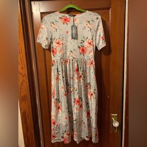 Noracora stripe flower dress size S NEW NWT